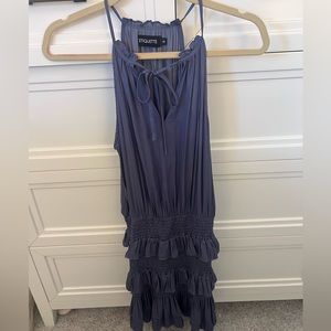 Etiquette Purple High Neck Ruffle Dress